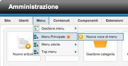 Joomla menu nuova voce