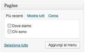 wordpress menu blocco pagina